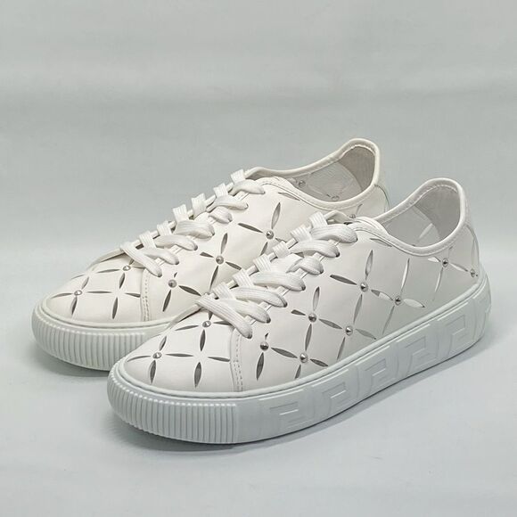 Versace Laser-Cut Low-Top Leather Sneakers size 42/us size 9 - Picture 3 of 14